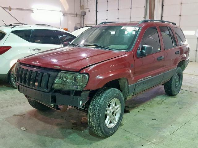 1J4GW48S14C372858 - 2004 JEEP GRAND CHER MAROON photo 2