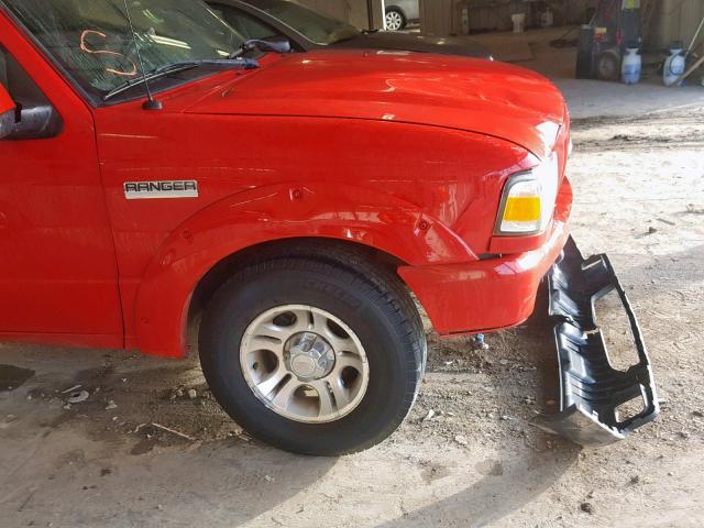 1FTYR10D58PB02320 - 2008 FORD RANGER RED photo 9