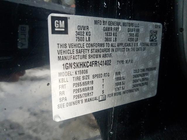 1GNSKHKC4FR141402 - 2015 CHEVROLET SUBURBAN K1500 LS  photo 10