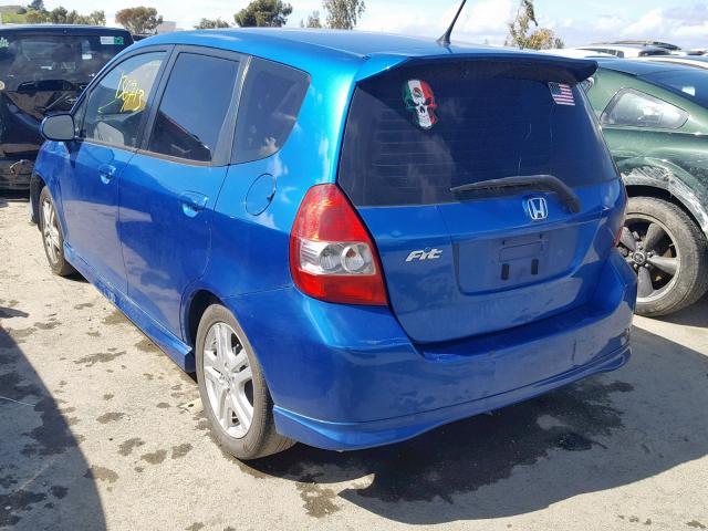 JHMGD38678S062684 - 2008 HONDA FIT SPORT BLUE photo 3