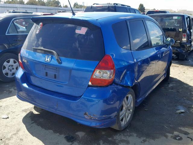 JHMGD38678S062684 - 2008 HONDA FIT SPORT BLUE photo 4