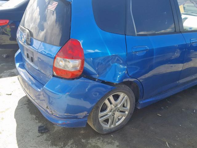 JHMGD38678S062684 - 2008 HONDA FIT SPORT BLUE photo 9