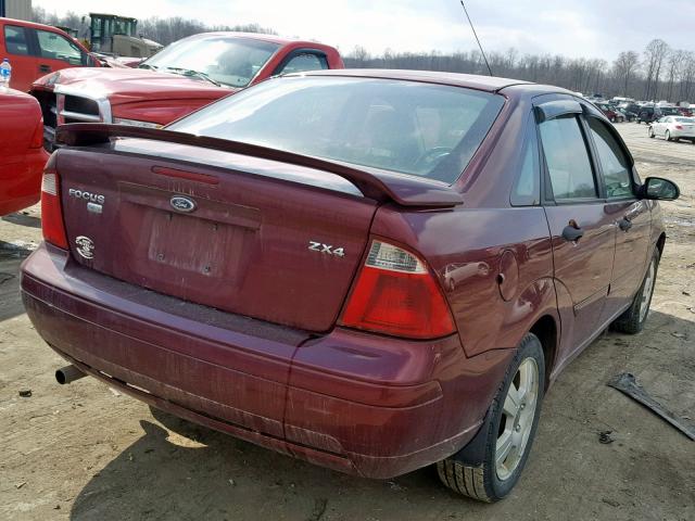 1FAFP34N06W205150 - 2006 FORD FOCUS ZX4 BURGUNDY photo 4