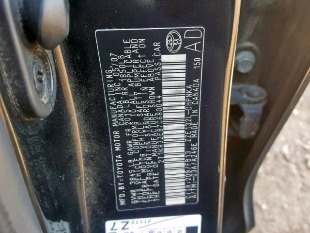 2T1KR32E87C680044 - 2007 TOYOTA MATRIX XR BLACK photo 10