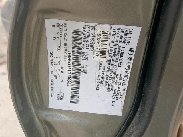 1FAFP55S74G130583 - 2004 FORD TAURUS SES GRAY photo 10