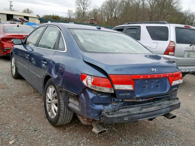 KMHFC46F08A321803 - 2008 HYUNDAI AZERA SE BLUE photo 3