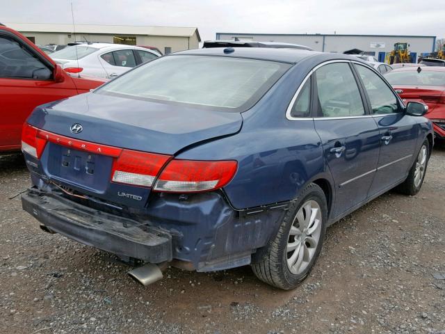 KMHFC46F08A321803 - 2008 HYUNDAI AZERA SE BLUE photo 4