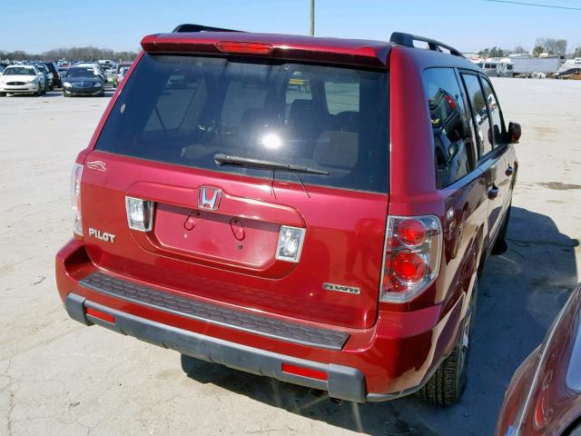 5FNYF18446B023239 - 2006 HONDA PILOT EX RED photo 4