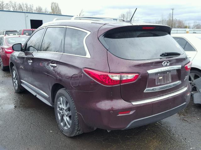 5N1AL0MM4DC345122 - 2013 INFINITI JX35 BASE BURGUNDY photo 3