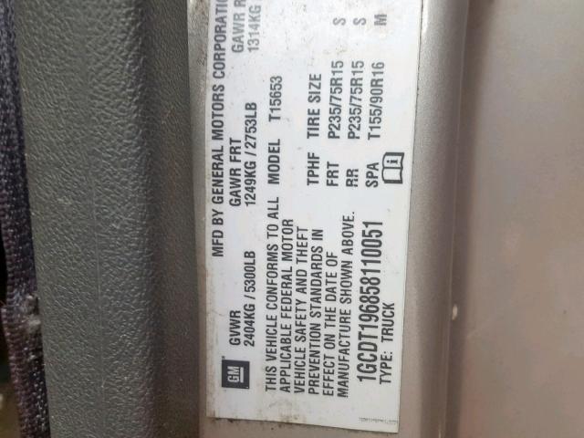 1GCDT196858110051 - 2005 CHEVROLET COLORADO TAN photo 10