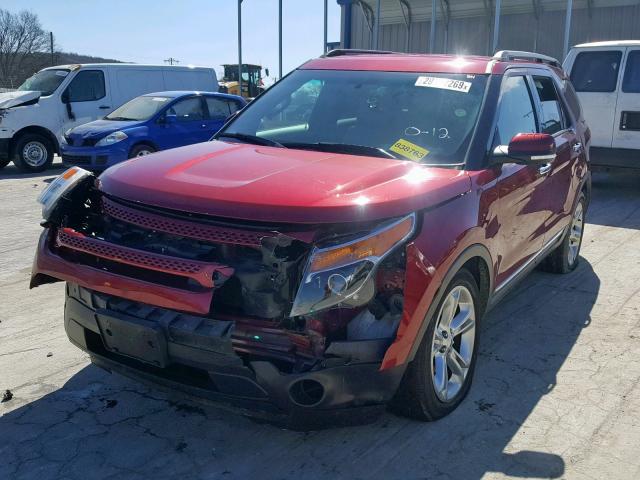 1FM5K7F98DGB75717 - 2013 FORD EXPLORER L RED photo 2