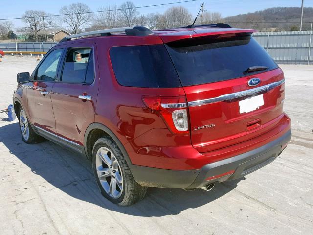 1FM5K7F98DGB75717 - 2013 FORD EXPLORER L RED photo 3