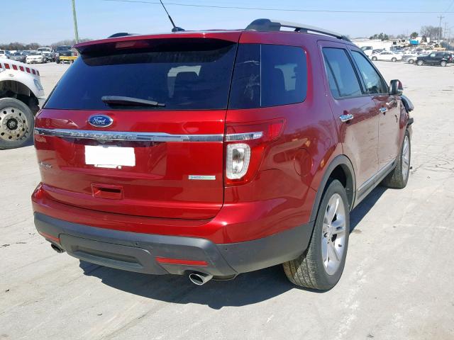 1FM5K7F98DGB75717 - 2013 FORD EXPLORER L RED photo 4