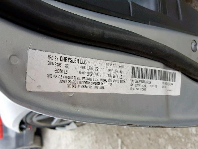 2B3LA73W88H240330 - 2008 DODGE CHARGER SR SILVER photo 10