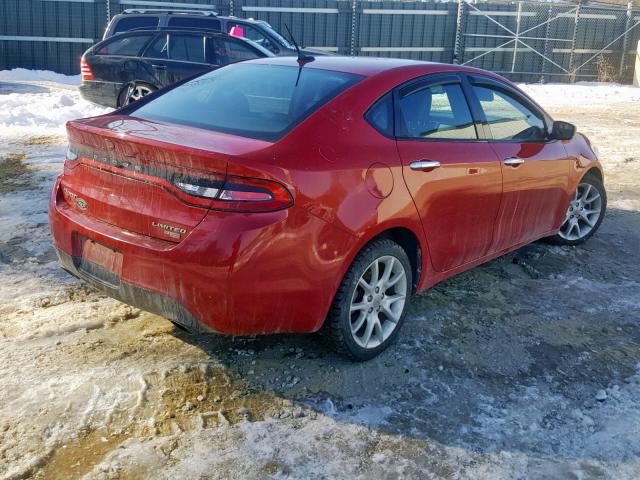 1C3CDFCHXDD131705 - 2013 DODGE DART LIMIT RED photo 4