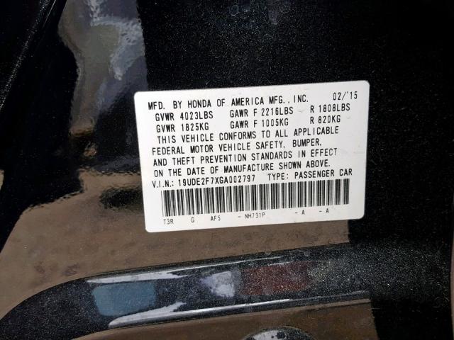 19UDE2F7XGA002797 - 2016 ACURA ILX PREMIU BLACK photo 10