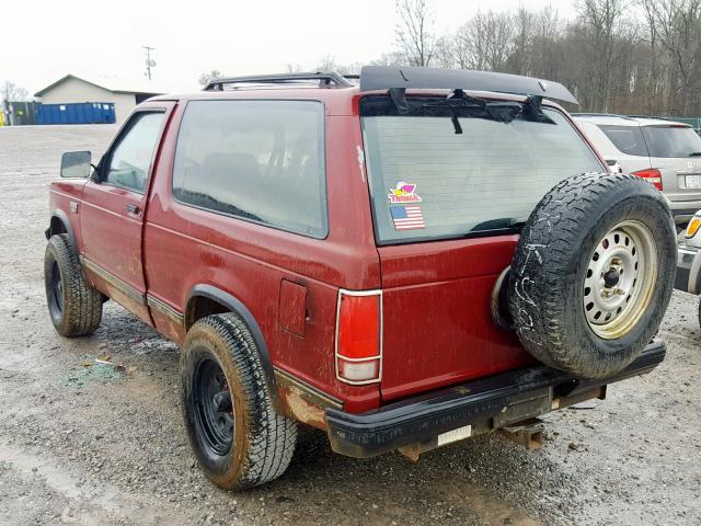 1GNCT18Z9L8121636 - 1990 CHEVROLET BLAZER S10 MAROON photo 3