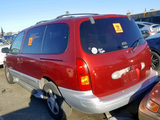 4N2XN11T2YD807653 - 2000 NISSAN QUEST SE RED photo 3