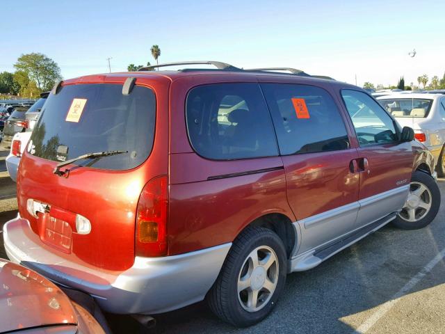 4N2XN11T2YD807653 - 2000 NISSAN QUEST SE RED photo 4