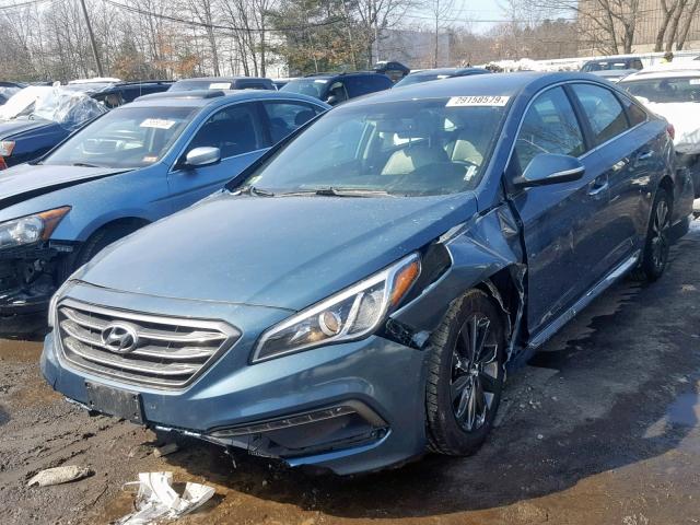 5NPE34AF0FH090351 - 2015 HYUNDAI SONATA SPO TURQUOISE photo 2