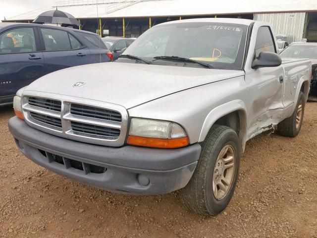 1D7FL16K74S555737 - 2004 DODGE DAKOTA SXT SILVER photo 2