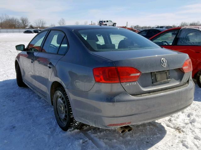 3VW2K7AJ5DM426320 - 2013 VOLKSWAGEN JETTA BASE GRAY photo 3