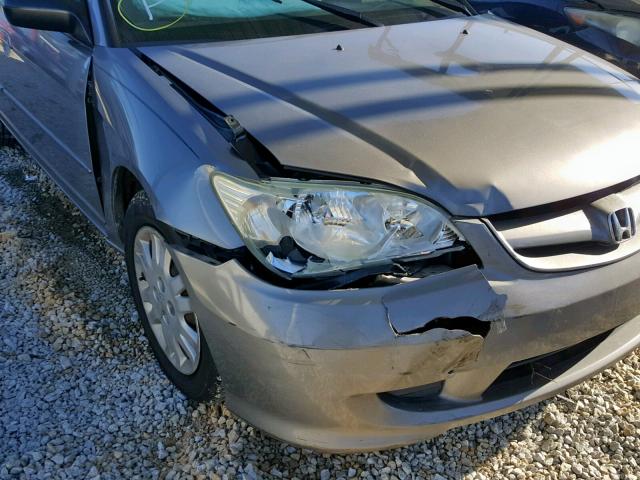 1HGES16534L020323 - 2004 HONDA CIVIC LX GRAY photo 9