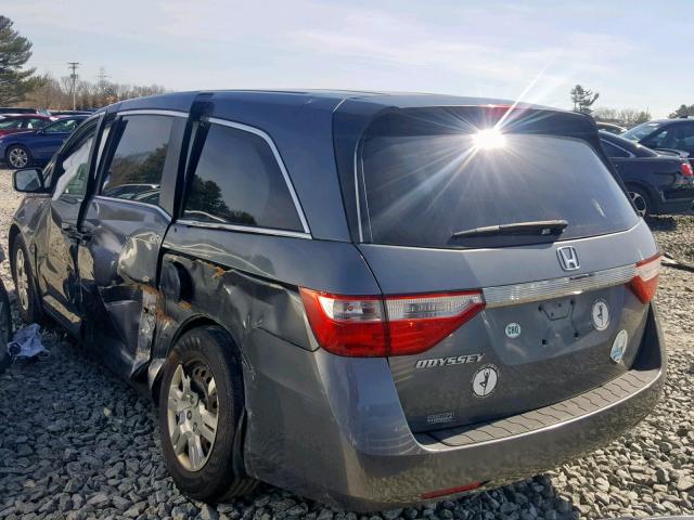 5FNRL5H27BB006898 - 2011 HONDA ODYSSEY LX GRAY photo 3