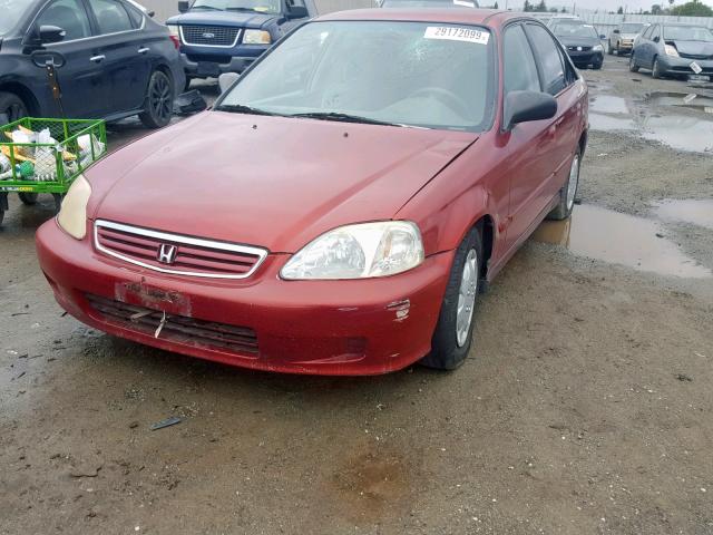 2HGEJ6612YH514138 - 2000 HONDA CIVIC BASE RED photo 2