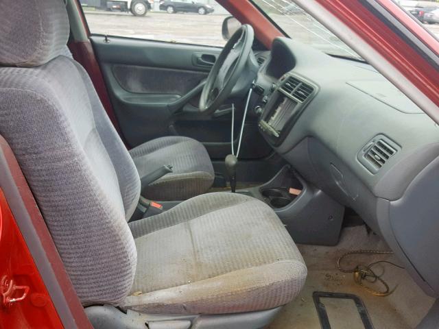 2HGEJ6612YH514138 - 2000 HONDA CIVIC BASE RED photo 5