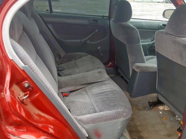 2HGEJ6612YH514138 - 2000 HONDA CIVIC BASE RED photo 6