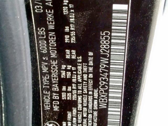 WBXPC93479WJ28855 - 2009 BMW X3 XDRIVE3 BLACK photo 10