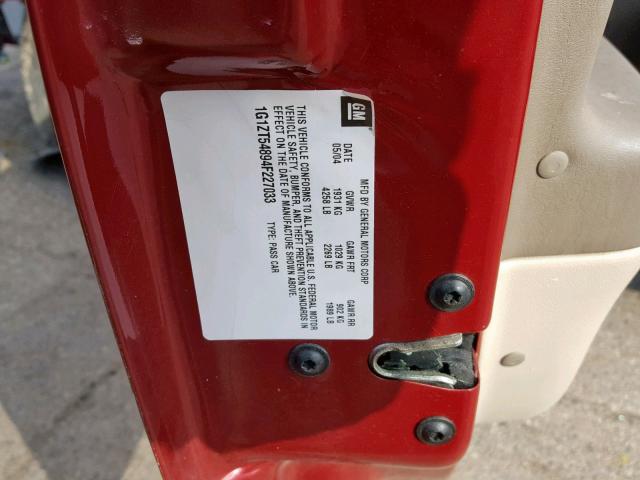 1G1ZT54894F227033 - 2004 CHEVROLET MALIBU LS MAROON photo 10