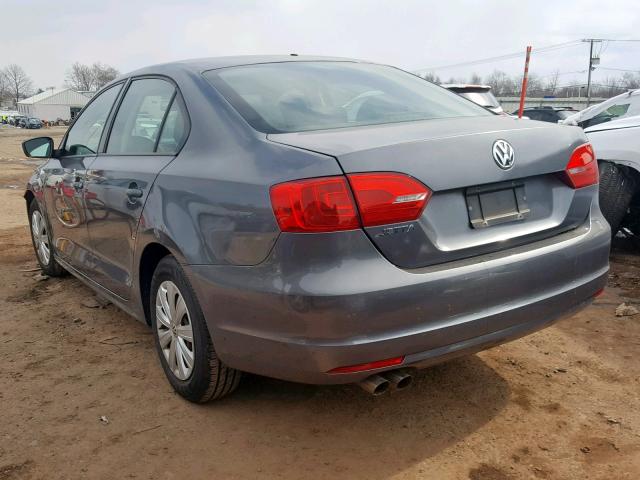 3VW2K7AJ3BM365501 - 2011 VOLKSWAGEN JETTA BASE Գրաֆիտ լուսանկար 3