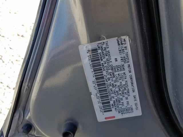 JTJHF10U010202782 - 2001 LEXUS RX 300 GRAY photo 10