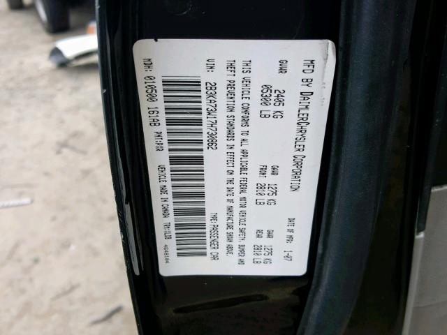 2B3KA73W17H730862 - 2007 DODGE CHARGER SR BLACK photo 10