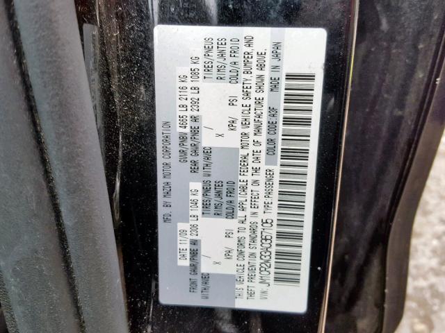 JM1CR2W33A0367105 - 2010 MAZDA 5 BLACK photo 10