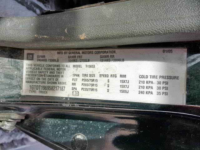1GTDT196958217187 - 2005 GMC CANYON GREEN photo 10