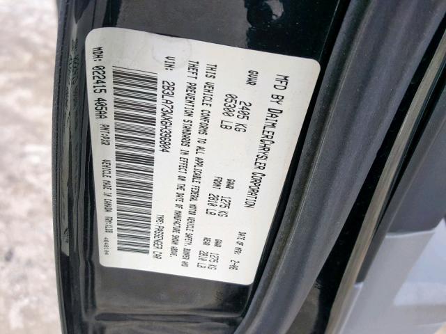 2B3LA73WX6H396804 - 2006 DODGE CHARGER SR BLACK photo 10