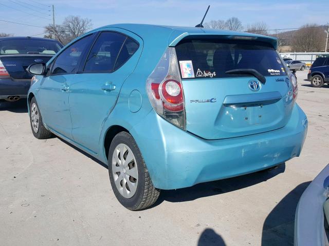 JTDKDTB39C1008439 - 2012 TOYOTA PRIUS C BLUE photo 3