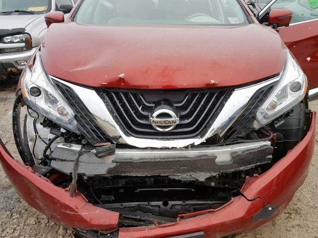 5N1AZ2MH8GN109935 - 2016 NISSAN MURANO S/S RED photo 7