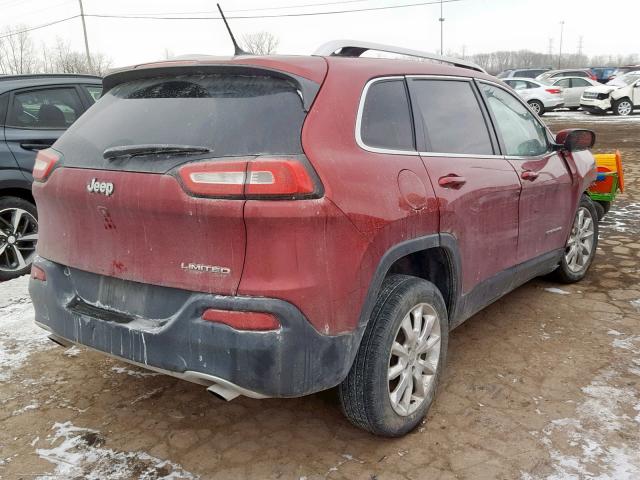 1C4PJLDS6EW159585 - 2014 JEEP CHEROKEE L MAROON photo 4