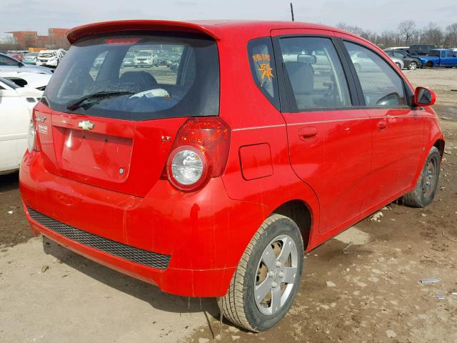 KL1TD66E49B610791 - 2009 CHEVROLET AVEO LS RED photo 4