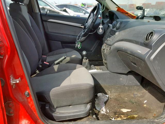 KL1TD66E49B610791 - 2009 CHEVROLET AVEO LS RED photo 5