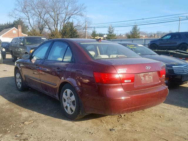 5NPET46C99H488600 - 2009 HYUNDAI SONATA GLS RED photo 3