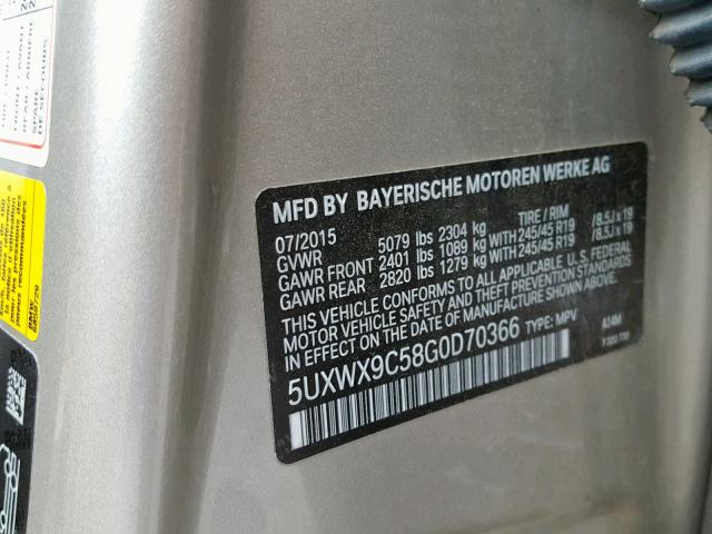 5UXWX9C58G0D70366 - 2016 BMW X3 XDRIVE2 GOLD photo 10