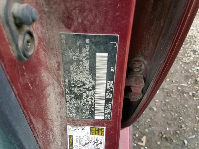 JTLKT324X64072945 - 2006 TOYOTA SCION XB ბურგუნდია ფოტო 10