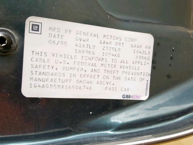 1G4AG55MXS6506746 - 1995 BUICK CENTURY SP BLUE photo 10