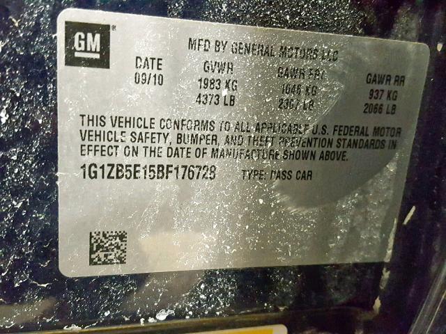 1G1ZB5E15BF176728 - 2011 CHEVROLET MALIBU LS BLUE photo 10