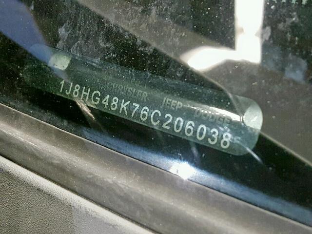 1J8HG48K76C206038 - 2006 JEEP COMMANDER SILVER photo 10